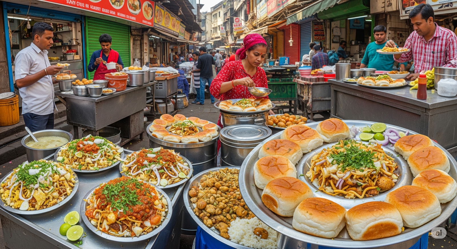 Misal Pav served in Pune with pav, farsan, and spicy tarri